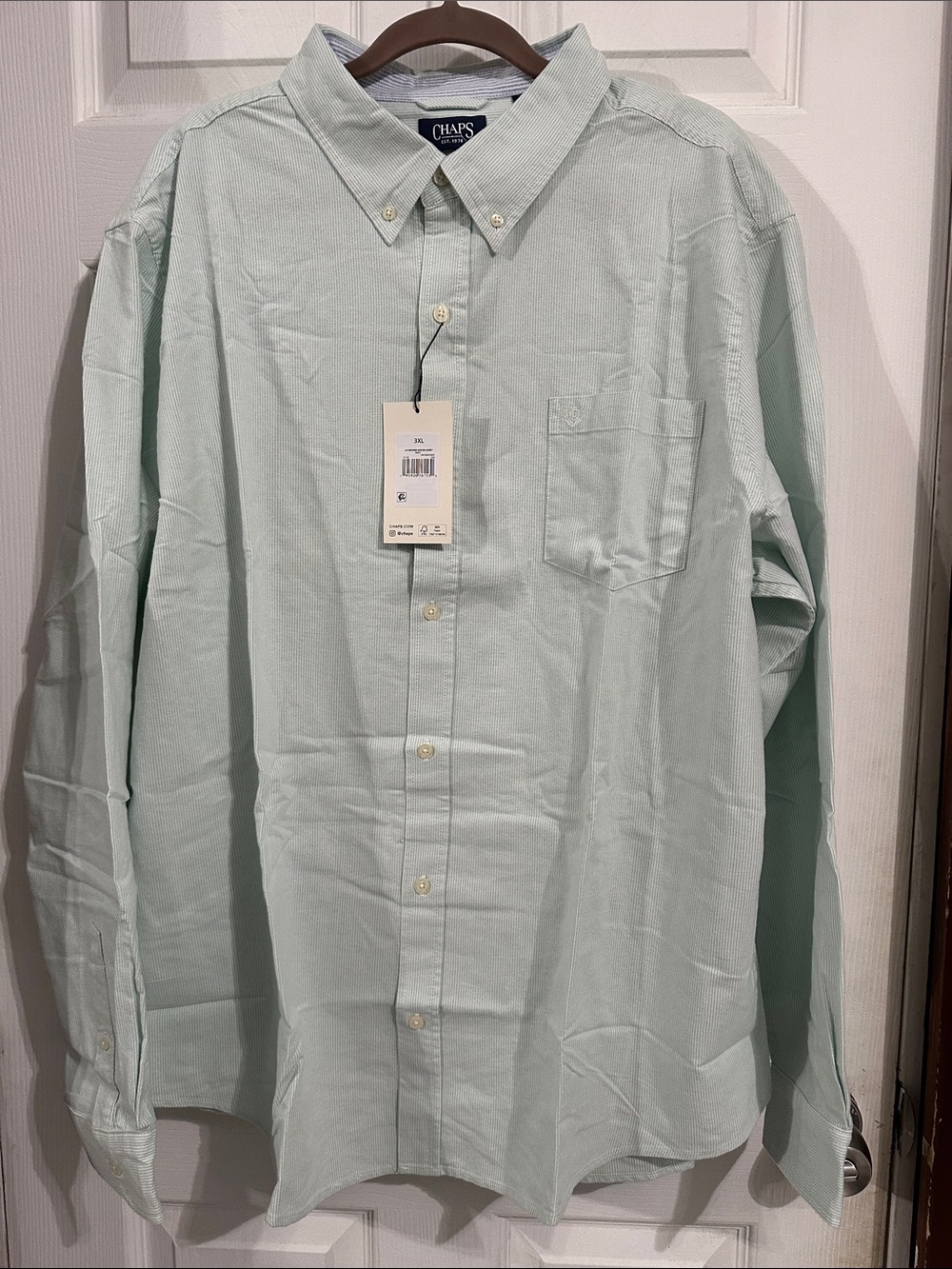 Chaps Men's Light Mint Button-Down Casual Shirt size 3XL